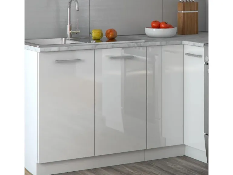 Vicco Rick Eckküche Weiß/Weiß Hochglanz 187 x 167 cm AP MarmorRick ohne E-Geräte