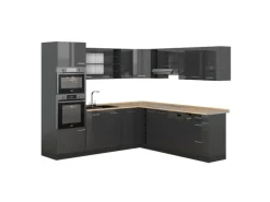 Vicco R-Line Eckküche Anthrazit Hochglanz/Anthrazit 237 x 60 cm ohne Arbeitsplatte ohne E-Geräte