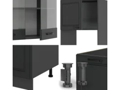 Vicco R-Line Eckküche Anthrazit Landhaus/Anthrazit 237 x 247 cm AP Anthrazit ohne E-Geräte