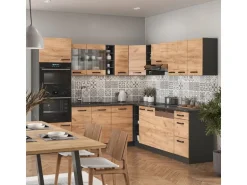 Vicco R-Line Eckküche Anthrazit/Goldkraft Eiche 237 x 247 cm AP Anthrazit ohne E-Geräte