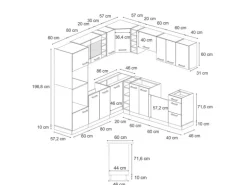 Vicco R-Line Eckküche Anthrazit Hochglanz/Goldkraft Eiche 237 x 247 cm AP Anthrazit ohne E-Geräte