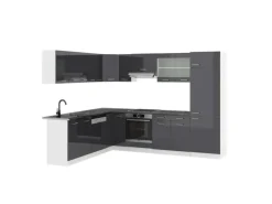 Vicco R-Line Eckküche Anthrazit Hochglanz/Weiß 227 x 287 cm AP Anthrazit ohne E-Geräte
