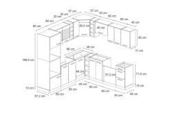 Vicco R-Line Eckküche Anthrazit Landhaus/Goldkraft Eiche 237 x 60 cm ohne Arbeitsplatte ohne E-Geräte