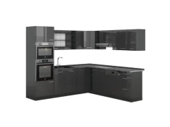 Vicco R-Line Eckküche Anthrazit Hochglanz/Anthrazit 237 x 247 cm AP Anthrazit ohne E-Geräte