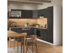 Vicco R-Line Eckküche Anthrazit Landhaus/Weiß 227 x 287 cm AP Marmor ohne E-Geräte