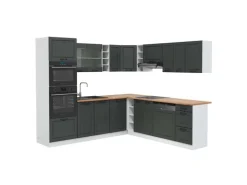Vicco R-Line Eckküche Anthrazit Landhaus/Weiß 237 x 247 cm AP Eiche ohne E-Geräte