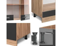 Vicco R-Line Eckküche Anthrazit Hochglanz/Goldkraft Eiche 227 x 287 cm ohne Arbeitsplatte ohne E-Geräte