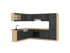 Vicco R-Line Eckküche Anthrazit Landhaus/Goldkraft Eiche 227 x 287 cm ohne Arbeitsplatte ohne E-Geräte