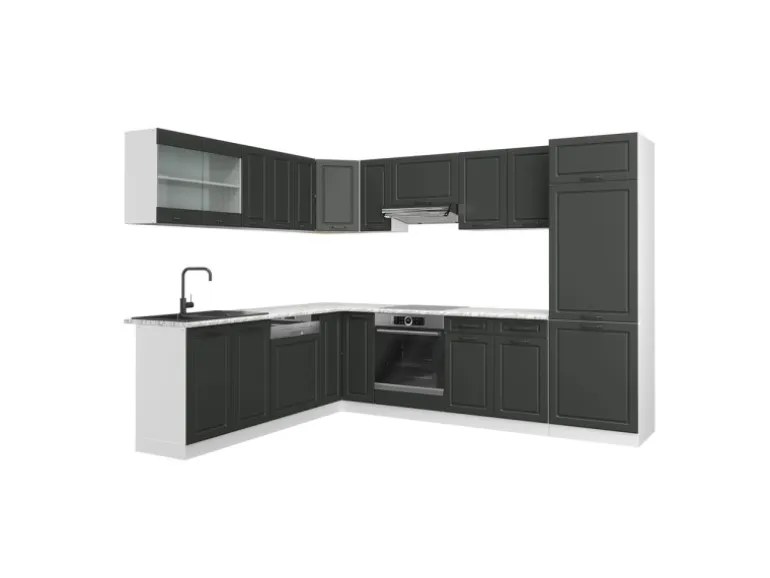 Vicco R-Line Eckküche Anthrazit Landhaus/Weiß 227 x 287 cm ohne Arbeitsplatte ohne E-Geräte