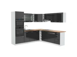 Vicco R-Line Eckküche Anthrazit Hochglanz/Weiß 237 x 247 cm AP Eiche ohne E-Geräte