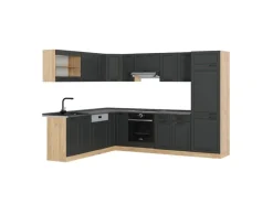 Vicco R-Line Eckküche Anthrazit Landhaus/Goldkraft Eiche 227 x 287 cm AP Anthrazit ohne E-Geräte