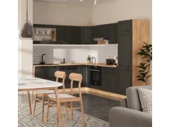 Vicco R-Line Eckküche Anthrazit Landhaus/Goldkraft Eiche 227 x 287 cm AP Anthrazit ohne E-Geräte