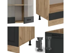 Vicco R-Line Eckküche Anthrazit Landhaus/Goldkraft Eiche 227 x 287 cm AP Anthrazit ohne E-Geräte