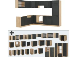 Vicco R-Line Eckküche Anthrazit Landhaus/Goldkraft Eiche 227 x 287 cm AP Anthrazit ohne E-Geräte