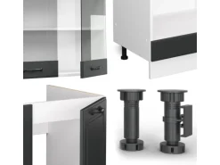 Vicco R-Line Eckküche Anthrazit Landhaus/Weiß 227 x 287 cm AP Anthrazit ohne E-Geräte