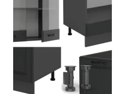 Vicco R-Line Eckküche Anthrazit Landhaus/Anthrazit 227 x 287 cm AP Anthrazit ohne E-Geräte
