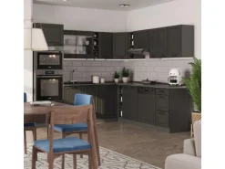 Vicco R-Line Eckküche Anthrazit Landhaus/Anthrazit 237 x 247 cm AP Marmor ohne E-Geräte