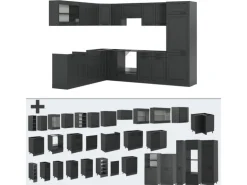 Vicco R-Line Eckküche Anthrazit Landhaus/Anthrazit 227 x 287 cm ohne Arbeitsplatte ohne E-Geräte