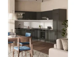 Vicco R-Line Eckküche Anthrazit Landhaus/Anthrazit 227 x 287 cm AP Marmor ohne E-Geräte