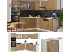 Vicco R-Line Eckküche Artisan Eiche/Weiß 237 x 247 cm ohne Arbeitsplatte ohne E-Geräte