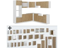 Vicco R-Line Eckküche Artisan Eiche/Weiß 237 x 247 cm ohne Arbeitsplatte ohne E-Geräte