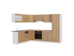 Vicco R-Line Eckküche Artisan Eiche/Weiß 227 x 287 cm AP Eiche ohne E-Geräte