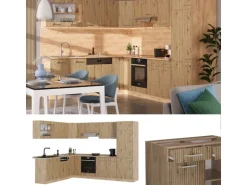 Vicco R-Line Eckküche Artisan-Eiche/Goldkraft Eiche 227 x 287 cm AP Anthrazit ohne E-Geräte