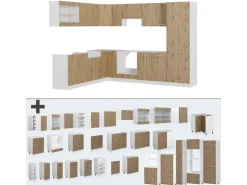 Vicco R-Line Eckküche Artisan Eiche/Weiß 227 x 287 cm AP Marmor ohne E-Geräte
