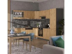 Vicco R-Line Eckküche Artisan Eiche/Anthrazit 227 x 287 cm AP Marmor ohne E-Geräte