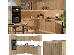 Vicco R-Line Eckküche Artisan-Eiche/Goldkraft Eiche 237 x 247 cm AP Eiche ohne E-Geräte