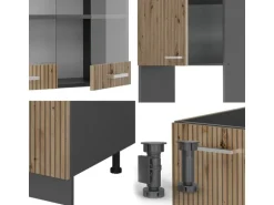 Vicco R-Line Eckküche Artisan Eiche/Anthrazit 237 x 247 cm AP Marmor ohne E-Geräte