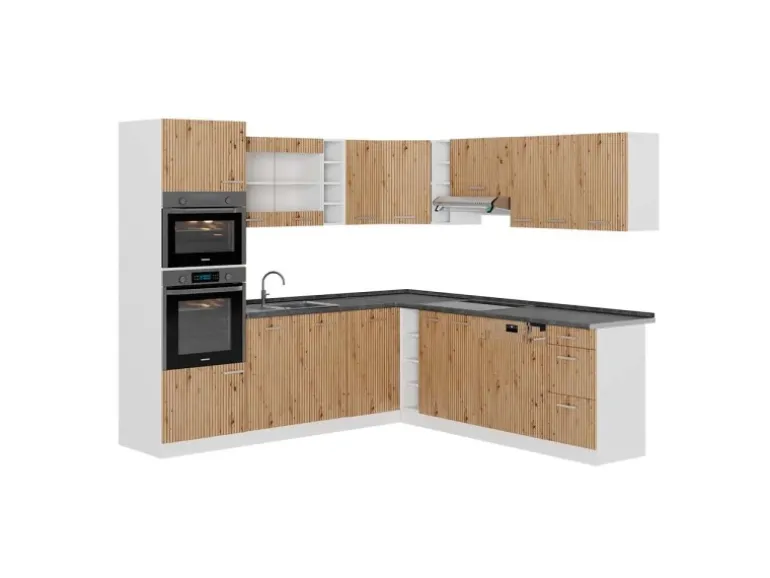 Vicco R-Line Eckküche Artisan Eiche/Weiß 237 x 247 cm AP Anthrazit ohne E-Geräte