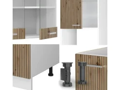 Vicco R-Line Eckküche Artisan Eiche/Weiß 237 x 247 cm AP Anthrazit ohne E-Geräte