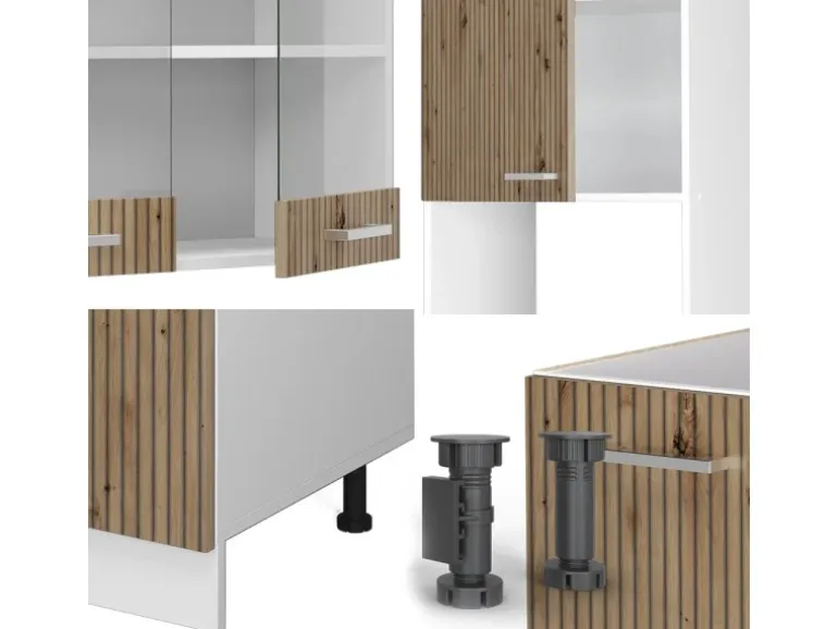 Vicco R-Line Eckküche Artisan Eiche/Weiß 237 x 247 cm AP Anthrazit ohne E-Geräte