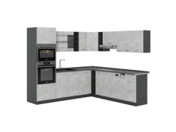 Vicco R-Line Eckküche Beton/Anthrazit 237 x 60 cm ohne Arbeitsplatte ohne E-Geräte