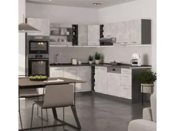Vicco R-Line Eckküche Beton/Anthrazit 237 x 60 cm ohne Arbeitsplatte ohne E-Geräte