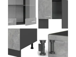 Vicco R-Line Eckküche Beton/Anthrazit 237 x 60 cm ohne Arbeitsplatte ohne E-Geräte