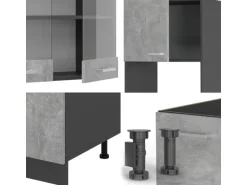 Vicco R-Line Eckküche Beton/Anthrazit 237 x 247 cm AP Anthrazit ohne E-Geräte