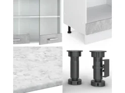 Vicco R-Line Eckküche Beton 227 x 287 cm ohne Arbeitsplatte ohne E-Geräte