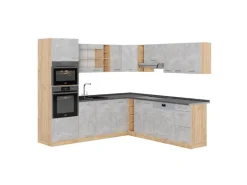 Vicco R-Line Eckküche Beton/Goldkraft Eiche 237 x 247 cm AP Anthrazit ohne E-Geräte