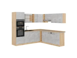 Vicco R-Line Eckküche Beton/Goldkraft Eiche 237 x 60 cm ohne Arbeitsplatte ohne E-Geräte