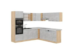 Vicco R-Line Eckküche Beton/Goldkraft Eiche 237 x 247 cm AP Marmor ohne E-Geräte