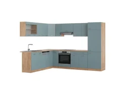 Vicco R-Line Eckküche Blau-Grau/Goldkraft Eiche 227 x 287 cm AP Eiche ohne E-Geräte