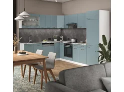 Vicco R-Line Eckküche Blau-Grau/Weiß 227 x 287 cm AP Anthrazit ohne E-Geräte