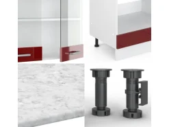 Vicco R-Line Eckküche Bordeaux Hochglanz/Weiß 227 x 287 cm AP Anthrazit ohne E-Geräte