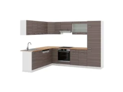 Vicco R-Line Eckküche Edelgrau/Weiß 227 x 287 cm AP Eiche ohne E-Geräte