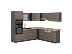 Vicco R-Line Eckküche Edelgrau/Anthrazit 237 x 247 cm AP Eiche ohne E-Geräte
