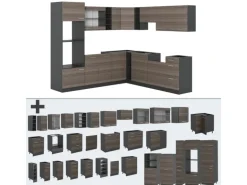 Vicco R-Line Eckküche Edelgrau/Anthrazit 237 x 247 cm AP Eiche ohne E-Geräte