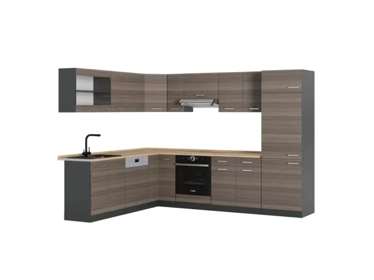 Vicco R-Line Eckküche Edelgrau/Anthrazit 227 x 287 cm ohne Arbeitsplatte ohne E-Geräte