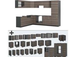 Vicco R-Line Eckküche Edelgrau/Anthrazit 227 x 287 cm ohne Arbeitsplatte ohne E-Geräte